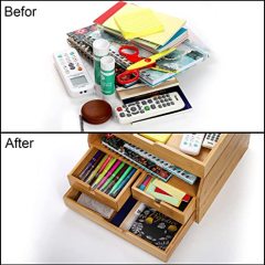 4-Tier Bamboo Desk Organizer with Drawers