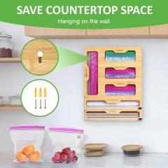 Bamboo Ziplock Bag Organizer for Drawer - Foil and Plastic Wrap Organizer