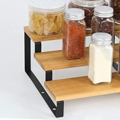2 Packs Bamboo Spice Rack Organizer for Cabinet