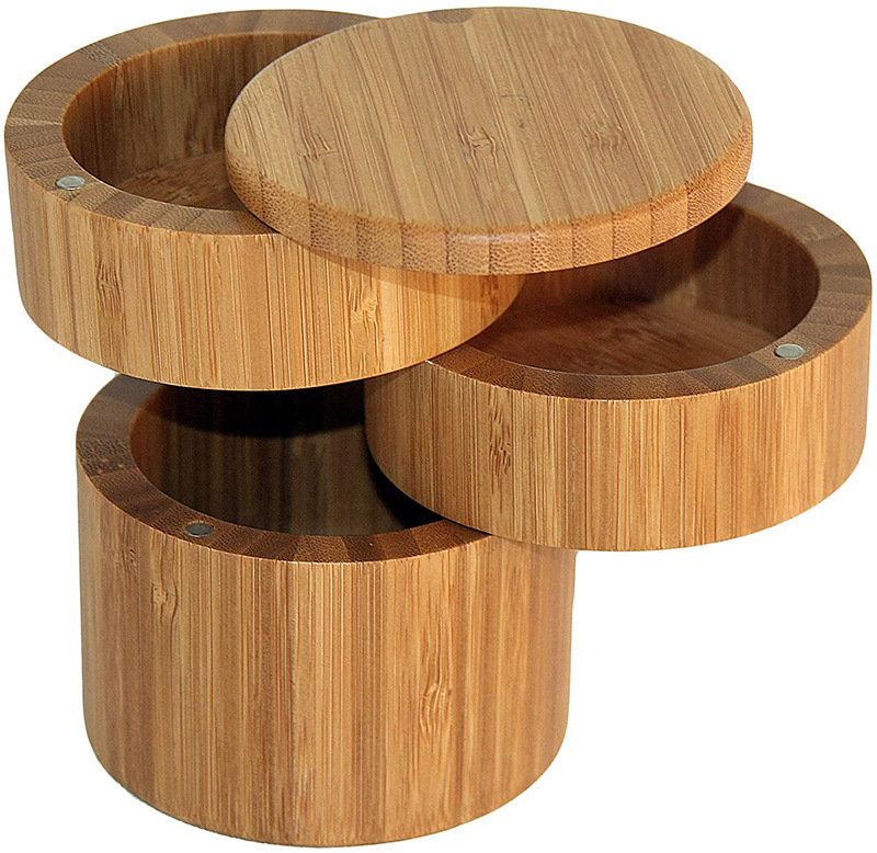 3 Tier Bamboo Kitchen Salt and Pepper Storage Box
