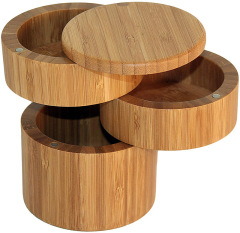 3 Tier Bamboo Kitchen Salt and Pepper Storage Box