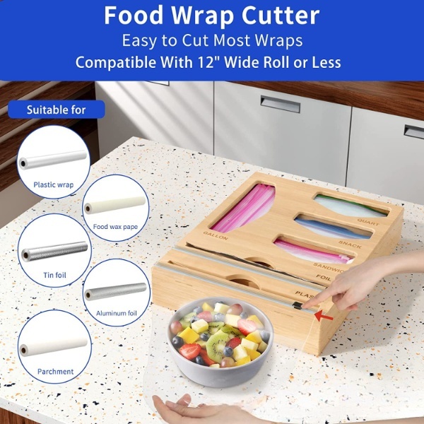 Bamboo Ziplock Bag Organizer for Drawer