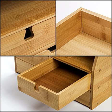 4-Tier Bamboo Desk Organizer with Drawers