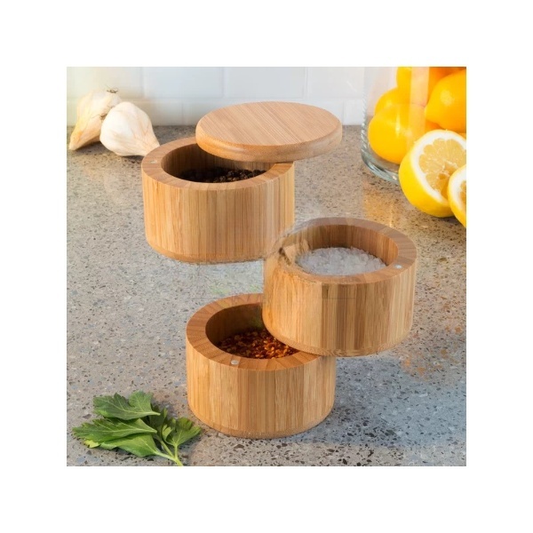 3 Tier Bamboo Kitchen Salt and Pepper Storage Box