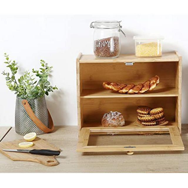 Bamboo Bread Container with Double Layer
