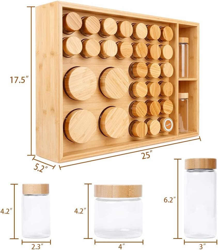 Large Bamboo Spice Rack Organizer