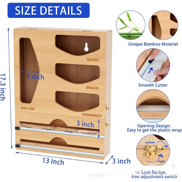 Bamboo Ziplock Bag Organizer for Drawer