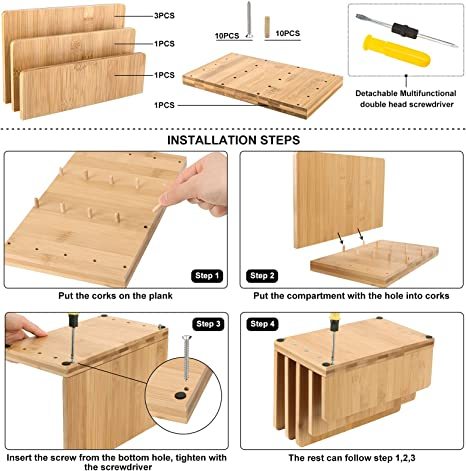 100% Bamboo Desk File Mail Organizer Countertop