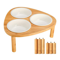 Ceramic Dog Bowl with Bamboo Stand