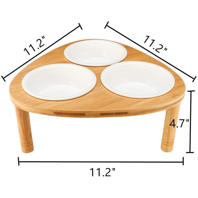 Ceramic Dog Bowl with Bamboo Stand