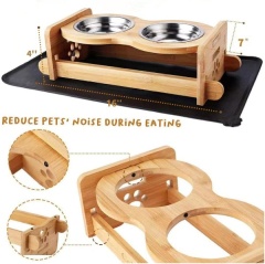 Elevated Dog Bowls with Mat-Adjustable Raised Dog Bowls Stand