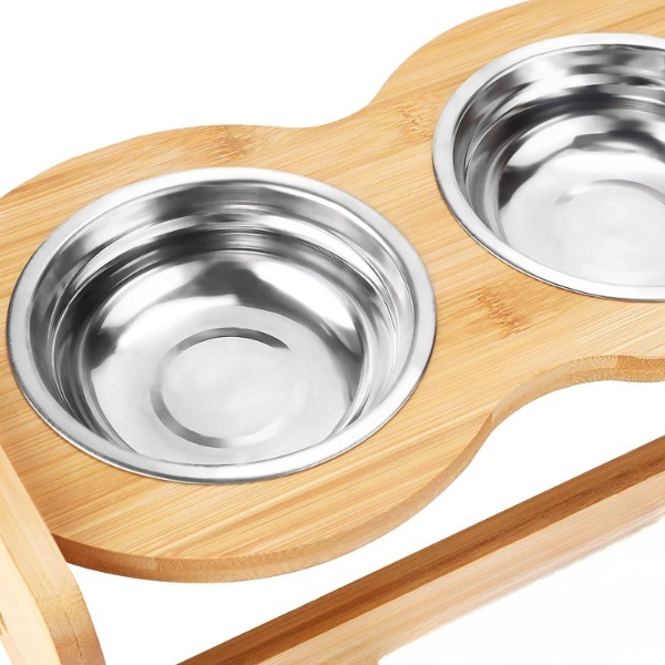 Elevated Dog Bowls with Mat-Adjustable Raised Dog Bowls Stand