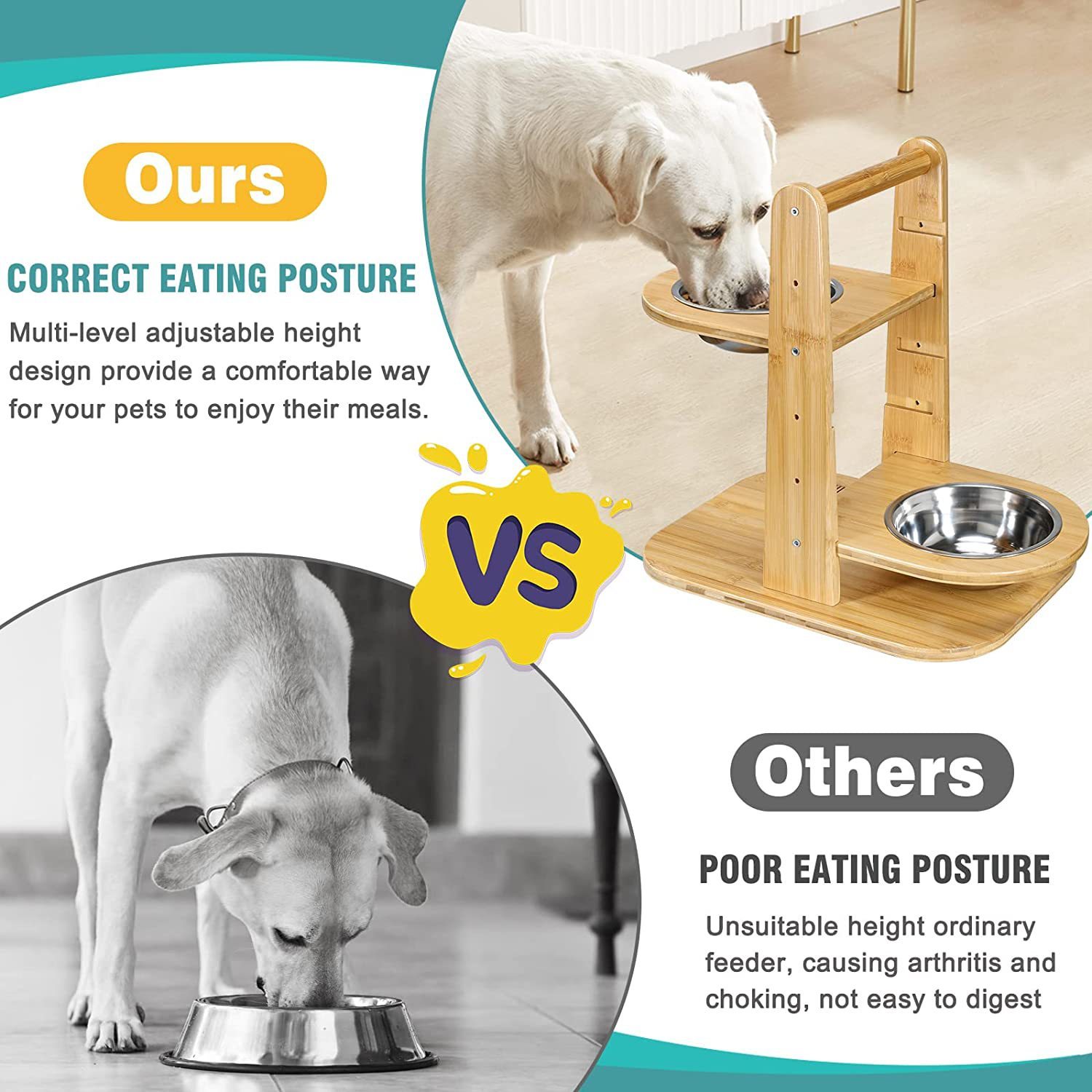 Adjustable Raised Dog Bowls with Non-Skid Feet