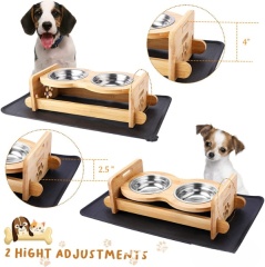 Elevated Dog Bowls with Mat-Adjustable Raised Dog Bowls Stand