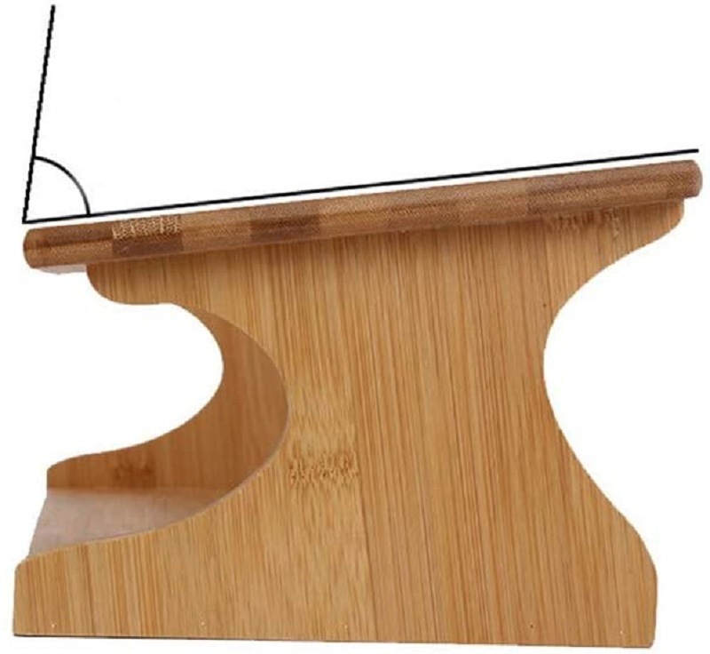 Solid Bamboo Stand with Ceramic Food Feeding Bowl