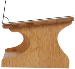 Solid Bamboo Stand with Ceramic Food Feeding Bowl
