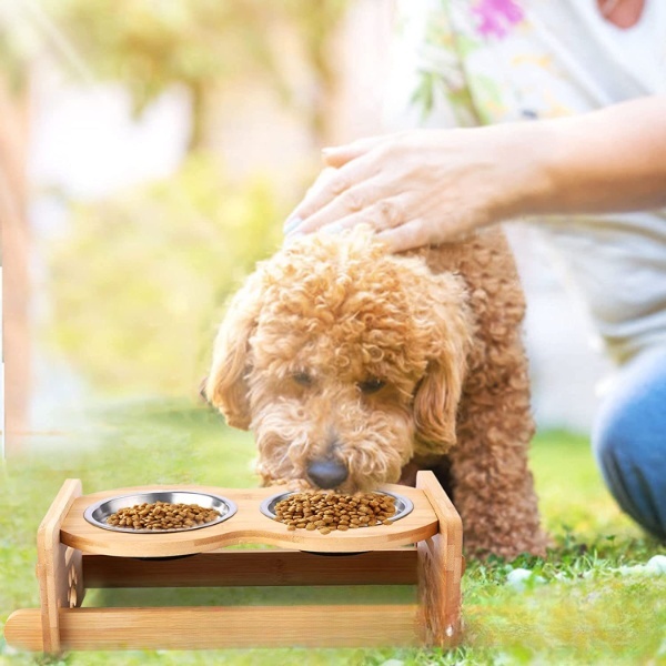 Elevated Dog Bowls with Mat-Adjustable Raised Dog Bowls Stand