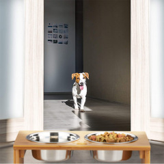 Bamboo Elevated Dog Bowls Raised Dog Bowl Stand