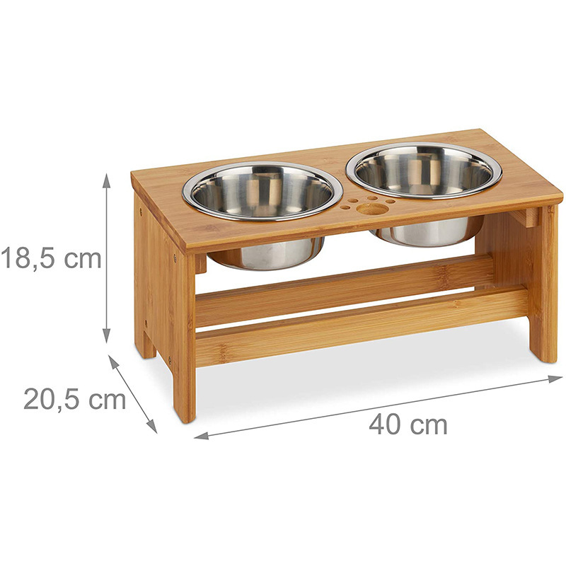 Bamboo Elevated Dog Bowls Raised Dog Bowl Stand