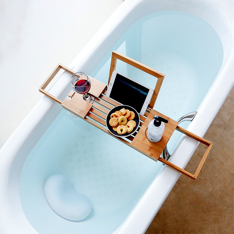 Small Size Premium Bamboo Bath Tray Table