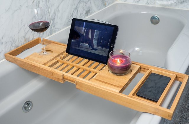 Expandable Bamboo Bathroom Tub Tray