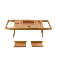 Bamboo Foldable Bathtub Tray Caddy Bathtub Tray Expandable