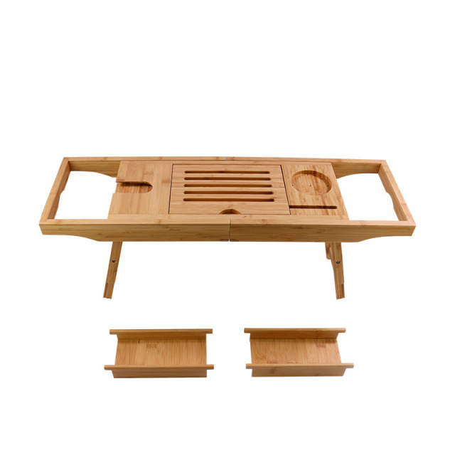 Bamboo Foldable Bathtub Tray Caddy Bathtub Tray Expandable
