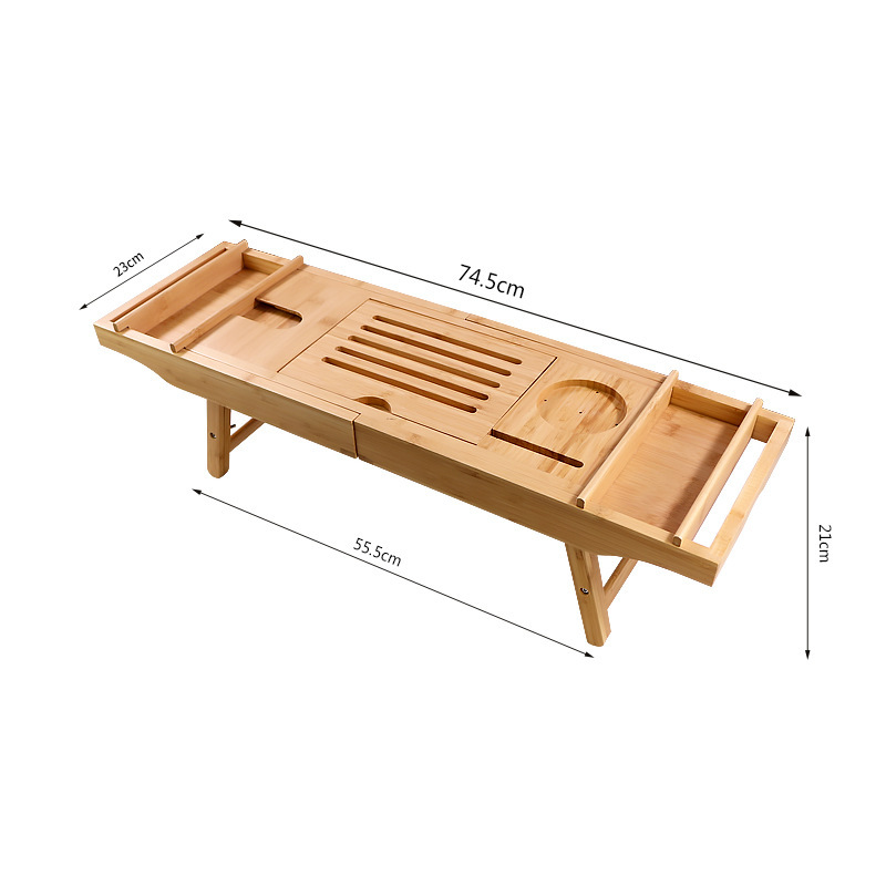 Bamboo Foldable Bathtub Tray Caddy Bathtub Tray Expandable