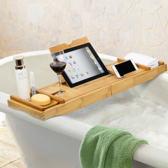 Bamboo Foldable Bathtub Tray Caddy Bathtub Tray Expandable