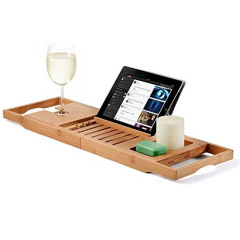 Bamboo Adjustable Bathtub Caddy Tray