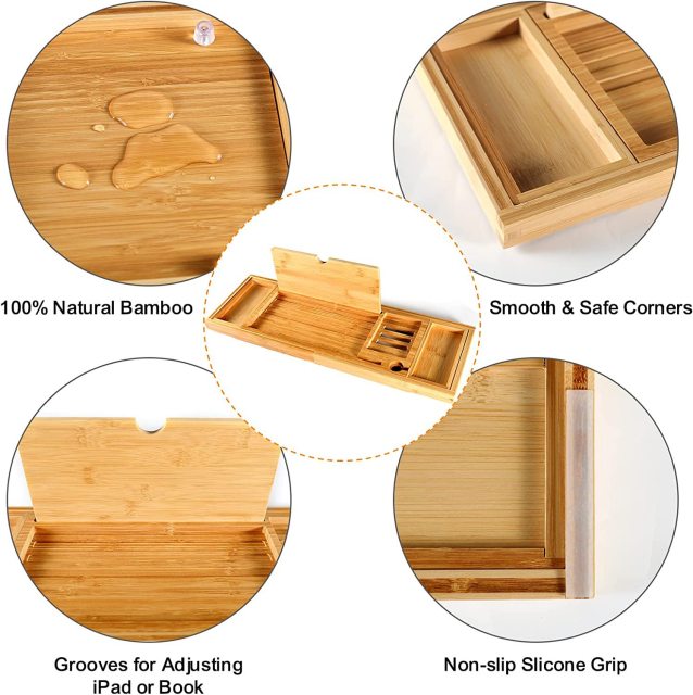 Premium Bamboo Bath Tray Table