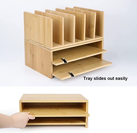 Bamboo Office Desk Accessories Workspace Organizer with Storage Drawers