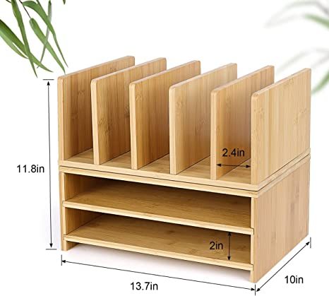Bamboo Office Desk Accessories Workspace Organizer with Storage Drawers