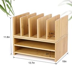 Bamboo Office Desk Accessories Workspace Organizer with Storage Drawers