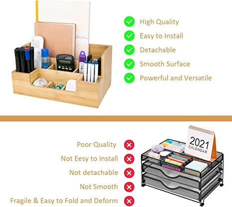Bamboo Desk Organizers Set