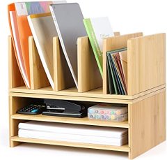 Bamboo Office Desk Accessories Workspace Organizer with Storage Drawers