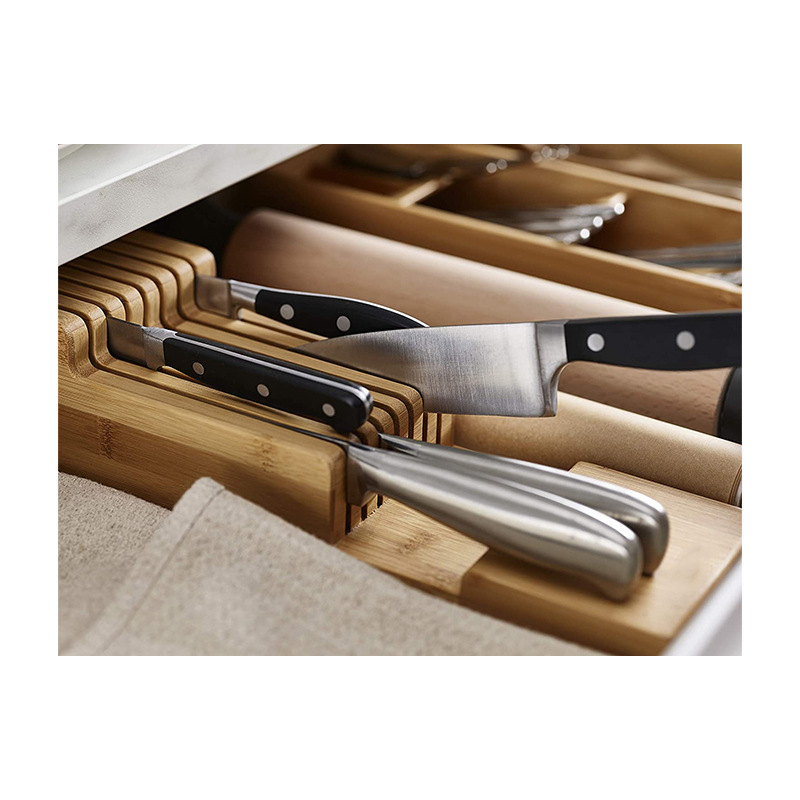 Kitchen Bamboo Knife Drawer Organizer Insert