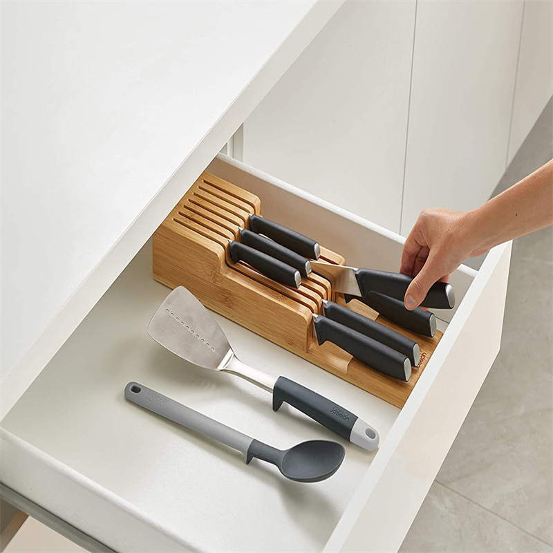 Kitchen Bamboo Knife Drawer Organizer Insert