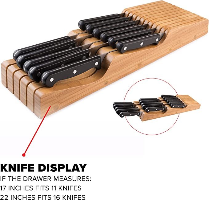 Bamboo Knife Drawer Organizer for Kitchen