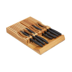 In-Drawer Bamboo Knife Block Holds