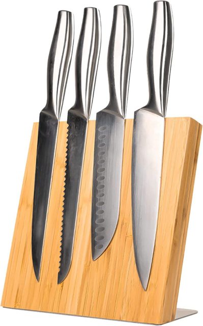 Magnetic Bamboo Knife Block