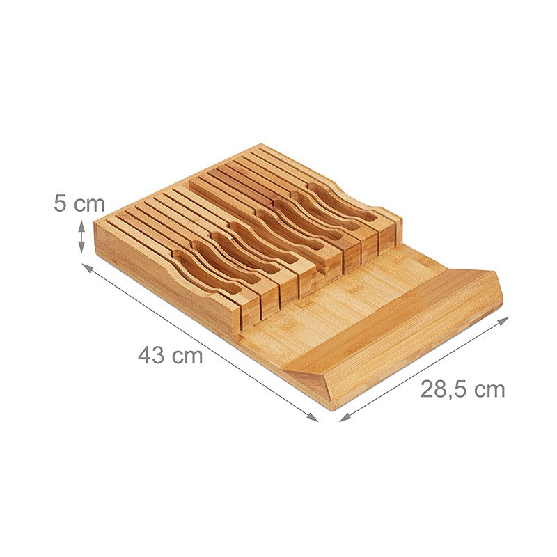 In-Drawer Bamboo Knife Block Holds