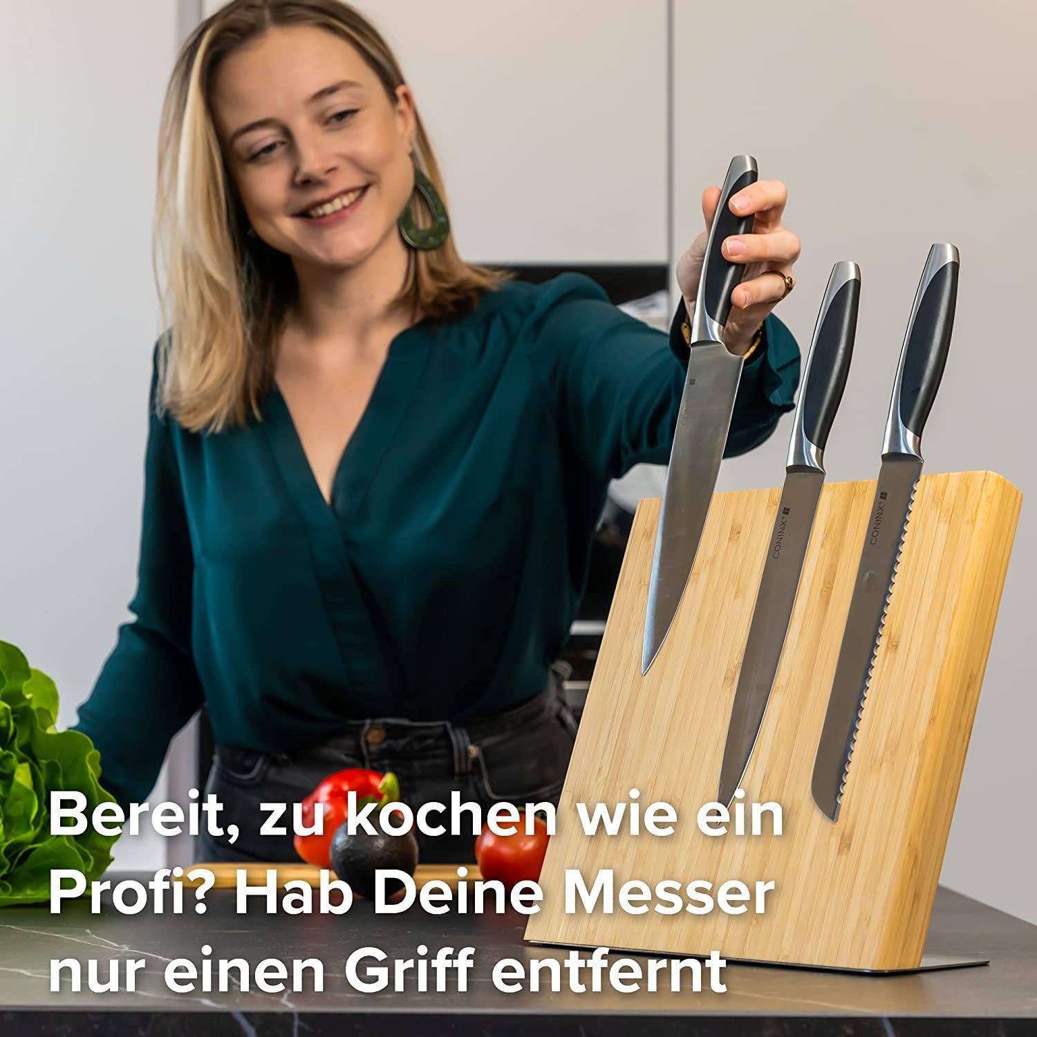 Magnetic Bamboo Knife Block
