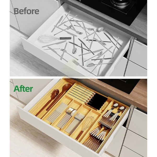 Silverware Drawer Organizer Bamboo Knife Organizer Drawer