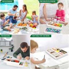 Kitchen Drawer Organizer - 2 Pack, Stackable Bamboo Drawer Organizers