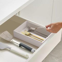 White Bamboo Drawer Organizer Kitchen Organization