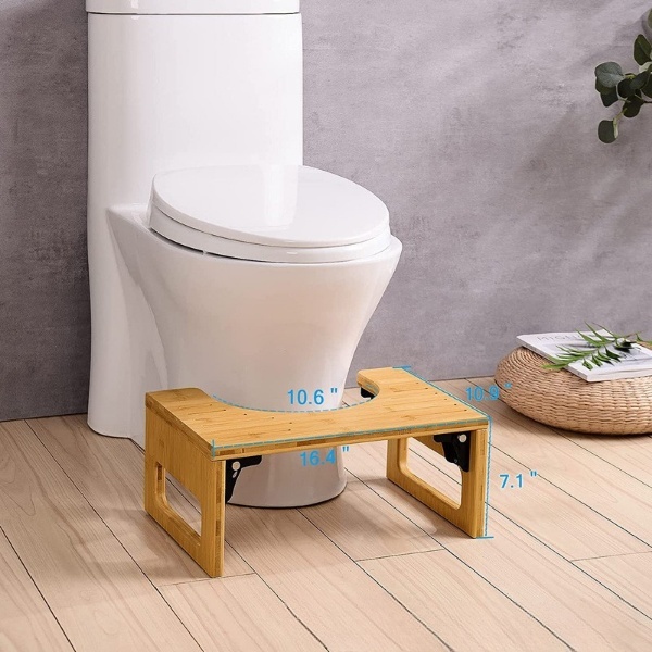 Bamboo 7 Inch Toilet Potty Stool Foldable Squat Stool Potty with Anti Slip Layer