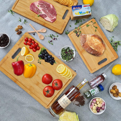 SquareBamboo | Large Bamboo Cutting Board Set for Kitchen – 3 Piece with Handles – Wholesale Supplier
