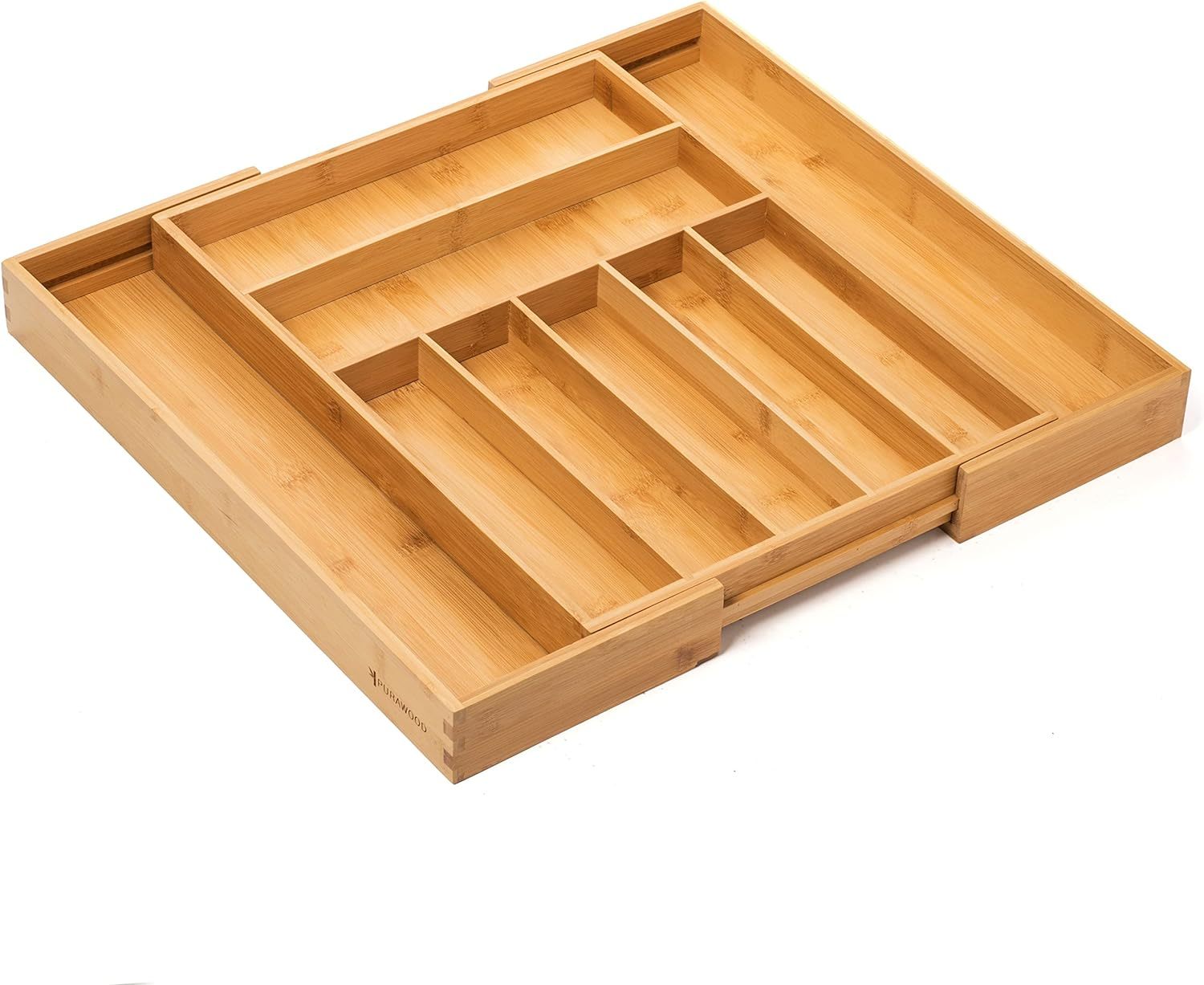 Expandable Large Premium Bamboo Silverware Organizer Kitchen Drawer & Utensil Organizer