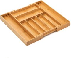 Expandable Large Premium Bamboo Silverware Organizer Kitchen Drawer & Utensil Organizer